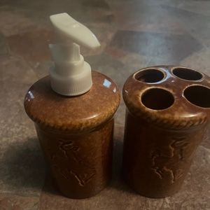 Western Bucking Horse Toothbrush And Soap Dispenser